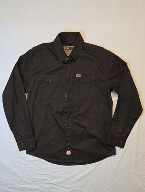 DIXXON Work Force Black Long Sleeve Casual Button Down Shirt